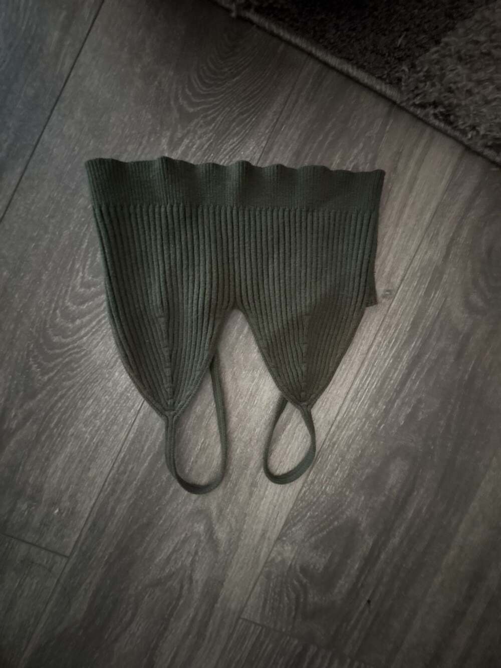 Forest Green Ribbed Knit Stirrup Bra Top